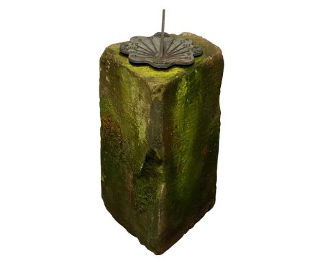 A HEAVY STONEWARE COLUMN with metal sundial topProvenance: private collection Flintshire