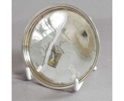 A George III Irish Silver Wine Funnel Stand, by William Bond, Dublin, 1791, circular and with reeded rim, engraved with a cre
