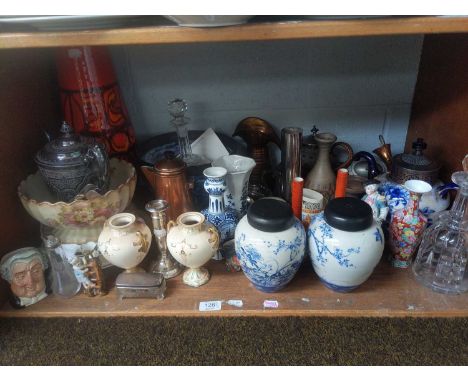 A Collection of ceramics, glass and ornamental items including a pair of cased silver fruit spoons, a cased silver cake eatin