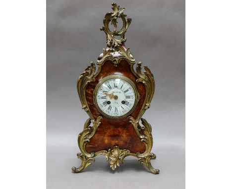 A French faux tortoiseshell gilt metal mounted striking mantel clock, retailed by Ant Roetig, Paris, circa 190045cm high, ful