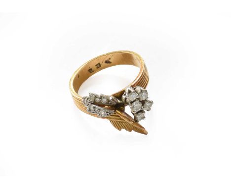 A diamond ring, indistinctly marked, finger size LGross weight 5.4 grams.