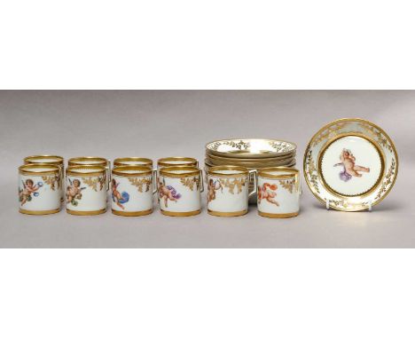 Ten 19th century Naples coffee cups and saucersGood condition, no damage or repair, minimal gilt wear