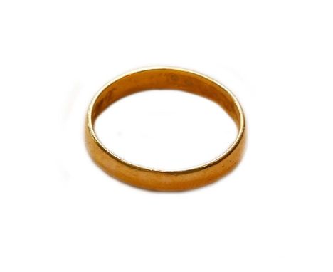 A 22 carat gold band ring, finger size SGross weight 3.5 grams.