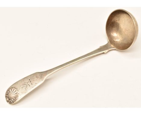 Scottish provincial hallmarked silver Fiddle and Shell pattern ladle, Perth circa late Georgian, maker&nbsp;Daniel McLean, le