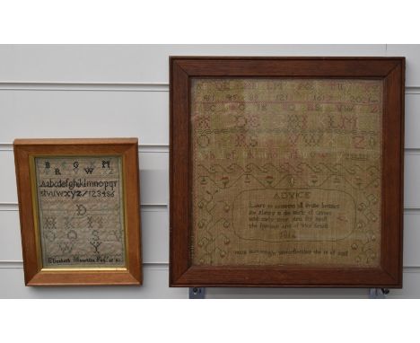 Georgian tapestry sampler by Mark Cartwright, Worcestershire 1812, 30 x 30cm, together with a further sampler dated 93