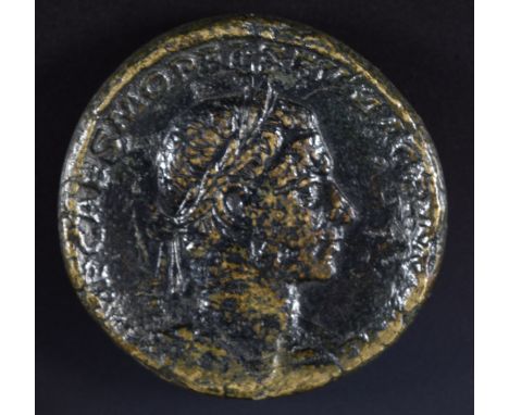 Roman Imperial coinage The Severan Dynasty Ad193-235 Macrinus AE Sestertius (217-218), obv. IMP CAES M OPEL SEV MACRINUS AUG 