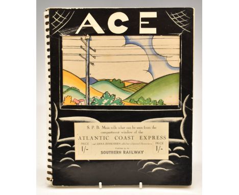 Southern Railway Atlantic Coast Express route guide book with pull out map to rear