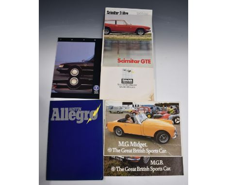 Circa 1950s-80s car brochures to include Austin Allegro, Fiat Panda, Vauxhall, Triumph, Lancia, VW, Ford Escort Mexico and Co