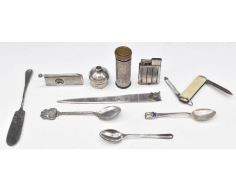 Hallmarked silver letter opener or paper knife with fox mask to top, Birmingham 1979, maker&nbsp;J B Chatterley &amp; Sons Lt