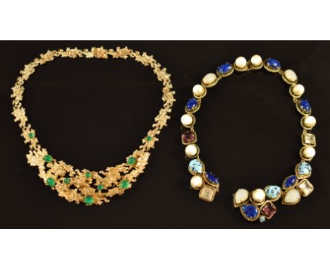 Two vintage necklaces comprising Christian Dior 1962 set with faux moonstone, lapis lazuli, turquoise and amethyst and 1966 G