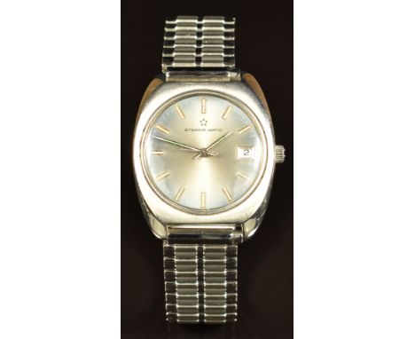 Eterna-Matic gentleman's automatic wristwatch ref. 633 2014 41 with date aperture, luminous hands, baton hour markers, silver