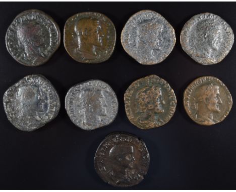 Roman Imperial coinage Military Anarchy AD235-270 Maximus I AE nine Sestertius, various reverses including Indulgentia Fides 