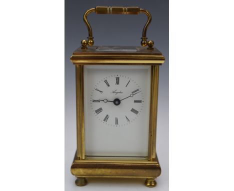 Angelus brass cased bevelled glass carriage clock, H15.5cm