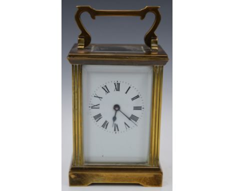 Brass cased bevelled glass carriage clock, H15cm