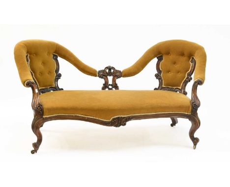 A Victorian Mahogany Framed Scroll Backed Sofa, 180cm by 80cm by 86cm