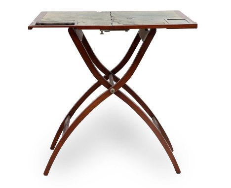 An Early 20th Century Mahogany Folding Writing Table, labelled Mawson Swain &amp; Morgan, Grey Street, Newcastle Upon Tyne, t