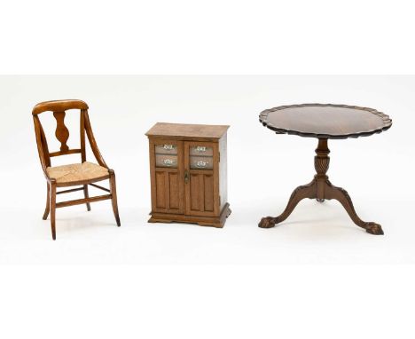 A 1920s Mahogany Wine Table, with pie curst tilt top and claw and ball feet, 60cm by 50cm, together with an early 20th centur