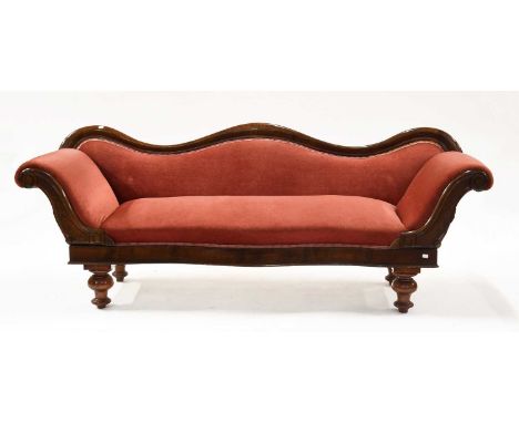 A Victorian Mahogany Framed Scrollback Sofa, 210cm by 66cm 80cm
