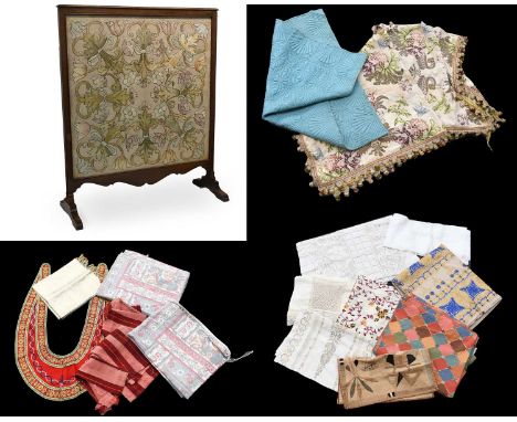 Early 20th Century Firescreen With Silk Embroidered Insert of Floral Design in a mahogany frame, 66cm by 79cm,19th Century an