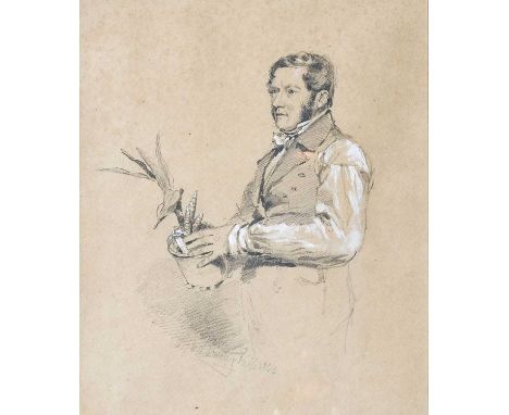 Alfred Downing Fripp (1822-1895)Portrait of a gentleman holding a plant, believed to be John Charles Lyons of Westmeath in Ir