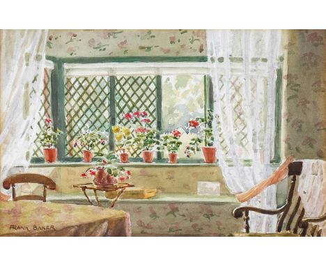 Frank Baker (1873-1941)Potted plants on an interior windowsillSigned, watercolour, 14.5cm by 22.5cm; together with a further 