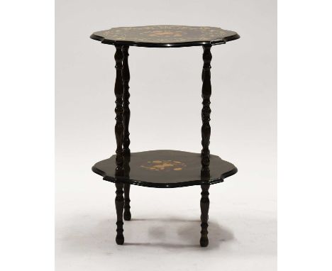 A Reproduction Inlaid Two Tier Lamp Table, 56cm by 77cm