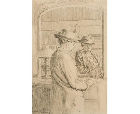 Malcolm Drummond (1880-1945) The woman in the mirror pencil 25cm by 17cm, 10in by 6 ¾ in Provenance Acquired by the present o