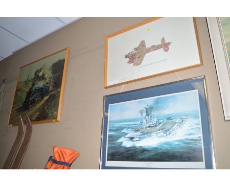 A limited edition colour print - "HMS Arc Royal", after Robert Taylor; a hand-coloured print - "Avro Lancaster Mk. B.10 1943"