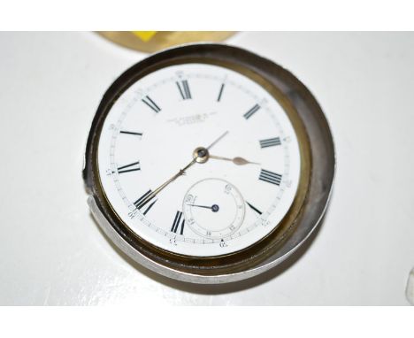 A pocket watch movement, by Thomas Russel & Son, Liverpool, with white enamel roman dial, central seconds hand and secondary 