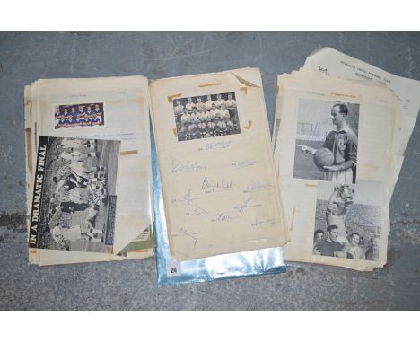 A collection of post war football autographs, to include: Newcastle United, Hannah, Stokoe, Casey, Batty, Milburn, Prior and 