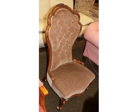 A Victorian mahogany button back bedroom chair