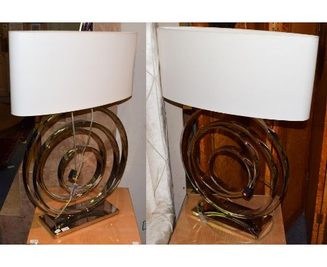 A pair of L'Autremonde chome ''Oyster'' table lamp