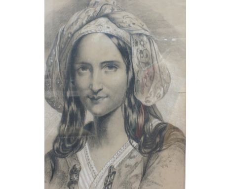 A pastel sketch, study of Eastern lady, 20x14', mounted and framed