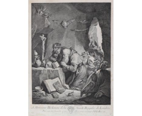 Le Bas, Jacques-Philippe: (1707 Paris 1773). Saint Antoine. Kupferstich n. D.Teniers bei Lebas, Paris. Plgr. 38,5 x 28,5, Blg