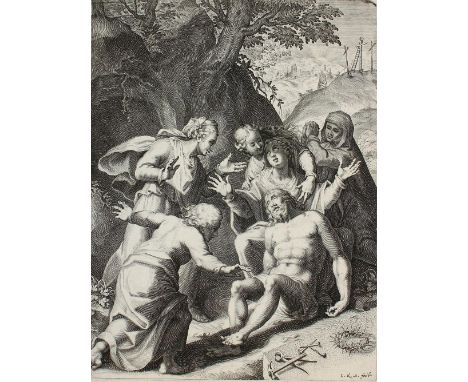 Kilian, Lucas: (1579 Augsburg 1637). 2 Kupferstiche. - Beweinung Christus und Grablegung. (Probedruck, vor Schrift und Wappen