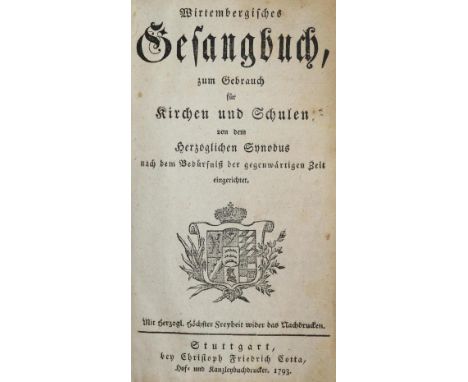 Sammlung: von 7 Gesangbüchern, versch. Einbde.  ╔Enthält:╗ Wirtembergisches Gesangbuch... Stgt., Cotta 1793. - Christliches G