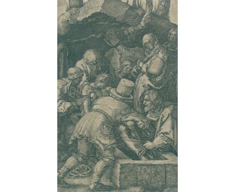 Dürer, Albrecht: (1471 Nürnberg 1528). Die Grablegung. Kupferstich 1512. Bl. 13 aus der Kupferstich-Passion, Abdruck des 16. 