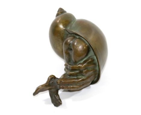 Schwarze, Michael: (1939 Krefeld). Schnecke. Erotische Bronze-Schnecke, Monogramm MS. An einen Kopffüßler erinnernde surreali