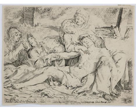 Carracci, Annibale  (1560-1609): (1560-1609). Der tote Heiland auf dem Schoße der Maria oder Christus von Caprarola. Radierun