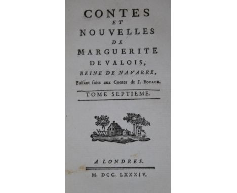 Marguerite de Navarre.: Contes et nouvelles. Faisant, suite aux contes de J. Bocace. 8 Tle. in 4 Bdn. London (= Paris, Cazin 