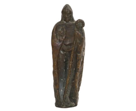 Scherl, Hanns: (1910 Wittlich 2001). Hl. Willibrord. (Doppelfigur). Bronze. Höhe ca. 25 cm. Signiert "H.Scherl" u. betitelt. 