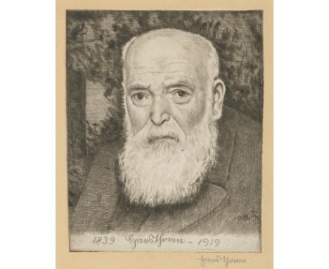 Thoma, Hans: (1839 Bernau - Karlsruhe 1924). Selbstbildnis V mit Eichhörnchen. Radierung auf van Gelder Zonen 1919. 19,5 x 15