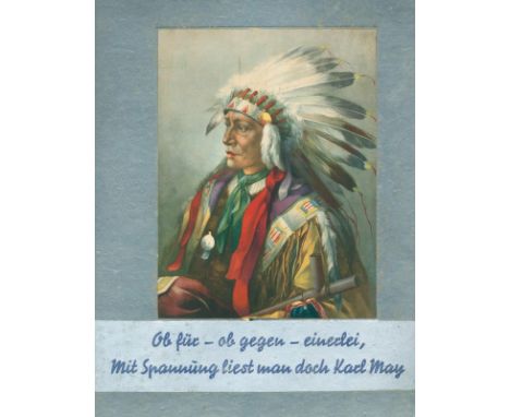 May,K.: Ob für - ob gegen - einerlei, Mit Spannung liest man doch Karl May. Werbeaufsteller (Entwurf ?) wohl für den Karl May