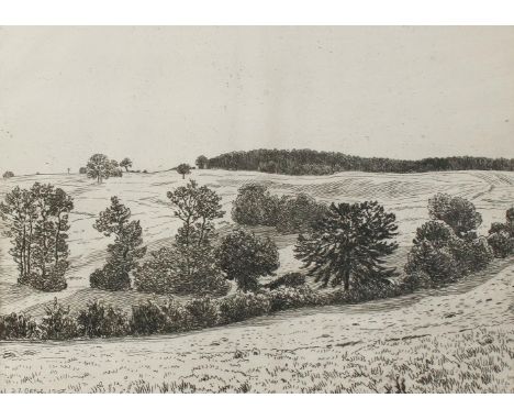 Matthaei, Karl Otto: (1863 Hamburg - Bremen 1931). "An der Elbe". Radierung mit zartem Plattenton auf dickem Velin, um 1900. 