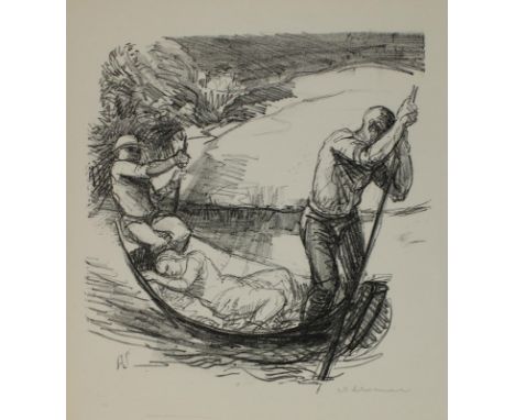 Schinnerer, Adolf Ferdinand: (1876 Schwarzenbach a.d. Saale. - Ottershausen 1949). "Kahn". Lithographie auf Bütten. Ca. 27,3 