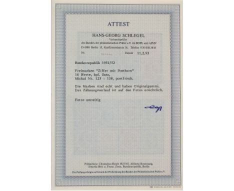 BRD: Bund Nr. 123-138 postfrisch "Posthorn" geprüft Schlegel.   R