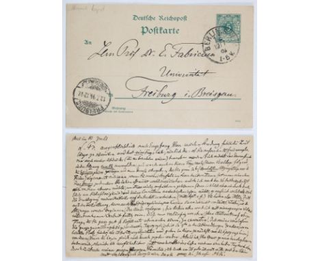 Kiepert, Heinrich,: Geograph u. Kartograph, Professor an der Universität Berlin (1818-1899). 2 eh. Postkarten, davon 1 mit Mo