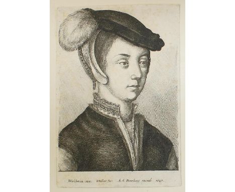 Hollar, Wenzel: (1607 Prag - London 1677). Frauenportrait. Radierung nach Hans Holbein II. 1647. Blattgröße ca. 9,7 x 13,7 cm