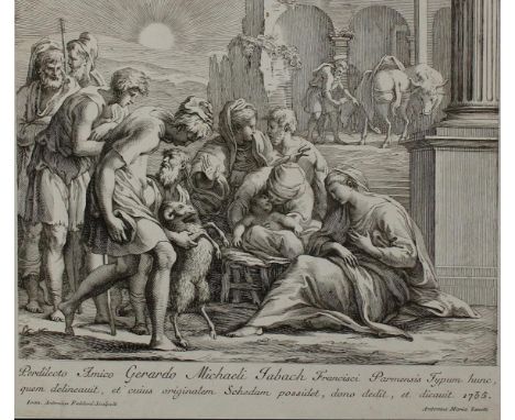 Faldoni, Giov. Ant.: (um 1690 Asolo - um 1770, venezian. Kupferstecher). Perdilecto Amico Gerardo Michaeli Iabach...1735. Kup