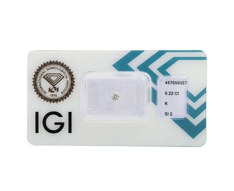   1 loser Brillant von 0,22 ct   GW+ (K)/SI2, inkl. IGI Zertifikat.    | Loose brilliant-cut diamond of 0.22 ct, TIW+ (K)/SI2